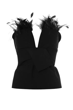 Top in viscosa stretch con piume ALBERTA FERRETTI | A088066000555